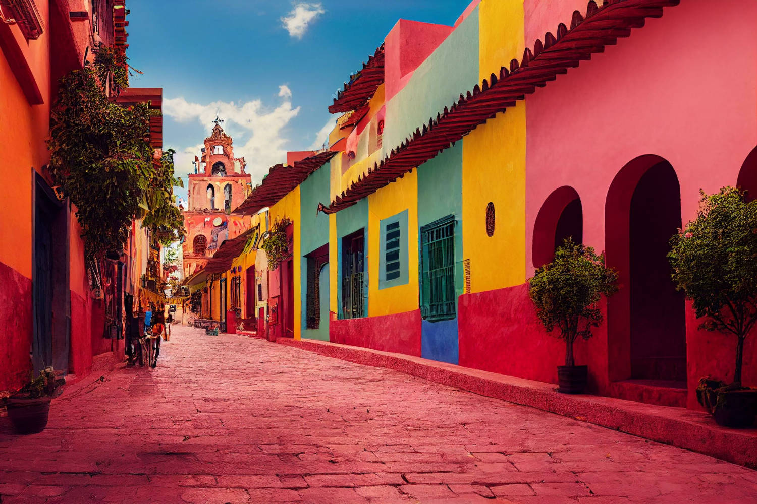Guadalajara, Tlaquepaque scenic colorful streets during a peak t